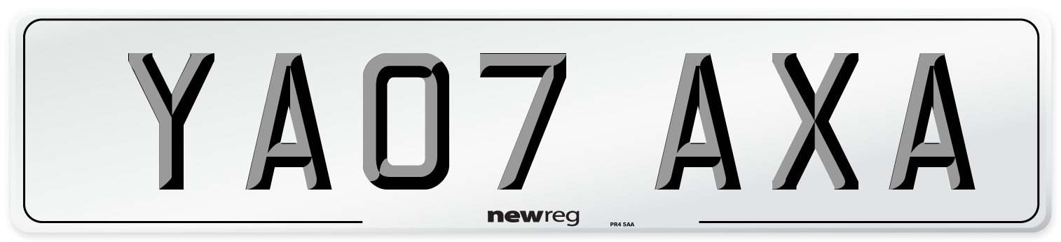 YA07 AXA Number Plate from New Reg